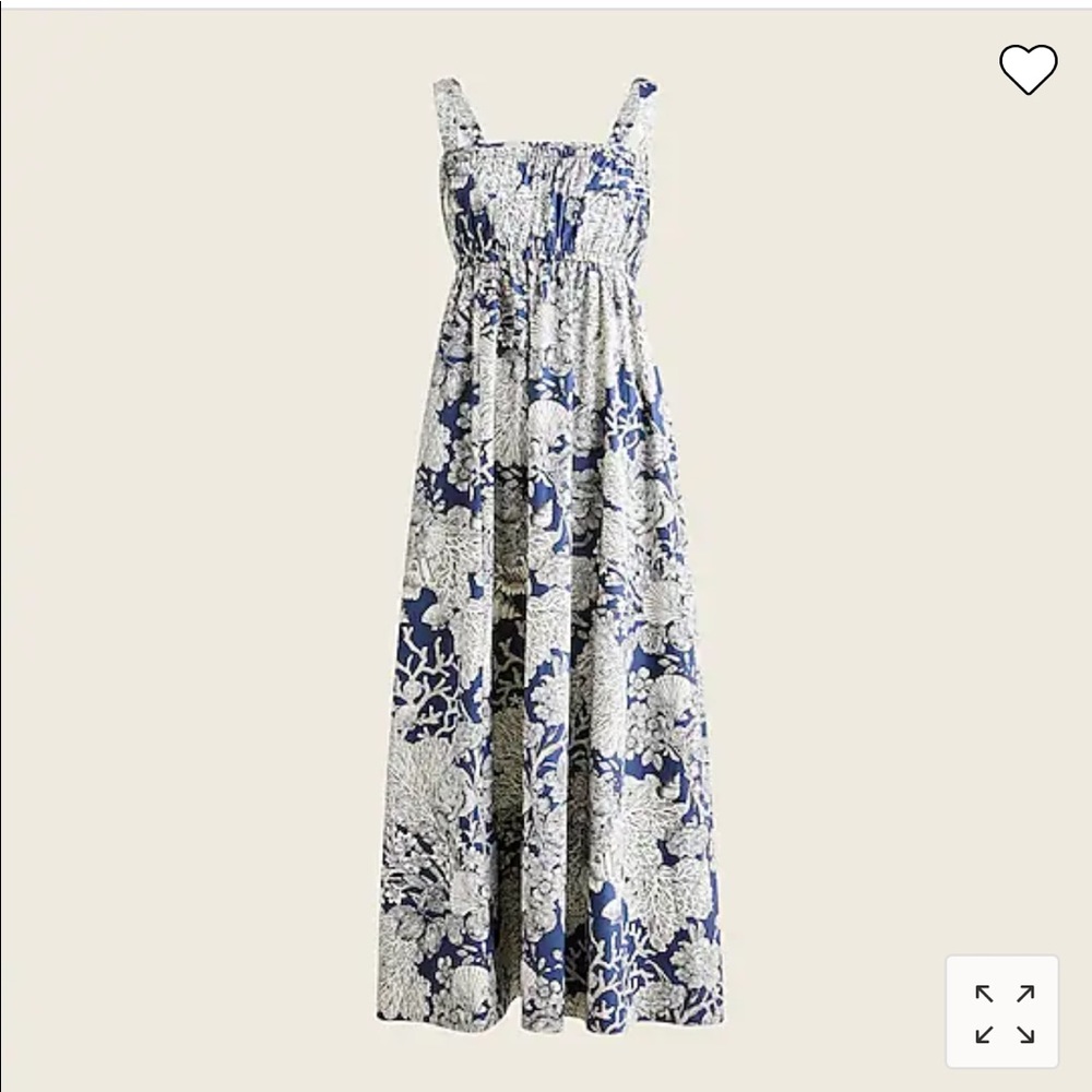 J. Crew Gathered Tank Midi Dress Ratti Seashell Print Coral Ocean Sea Maxi 0 NWT
